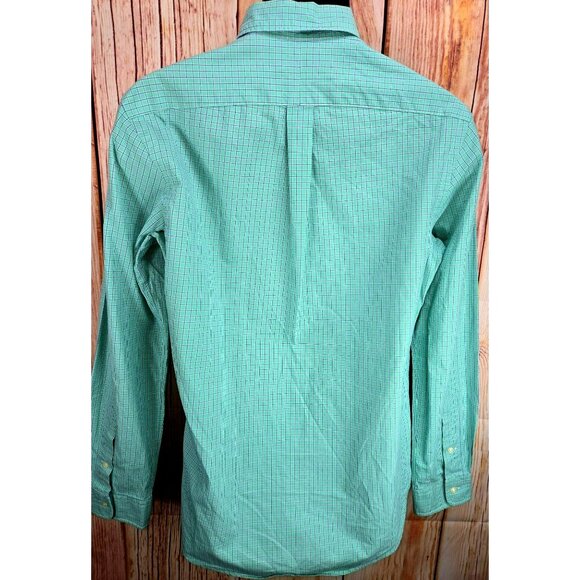 Ralph Lauren Mens Custom Fit Dress Shirt Small Green Checkered Button-Down - Picture 2 of 8